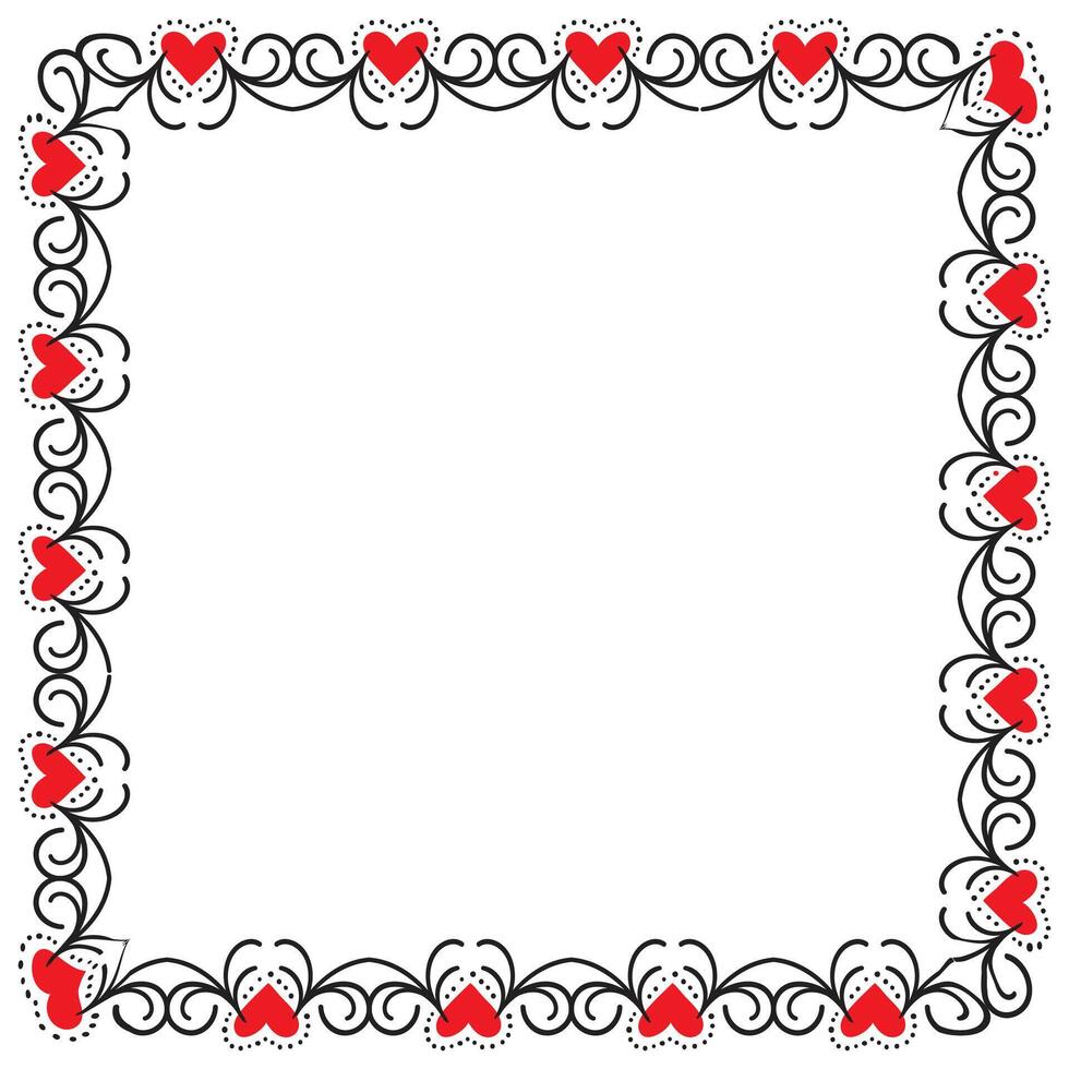 Hand drawn hearts border and frame design vector