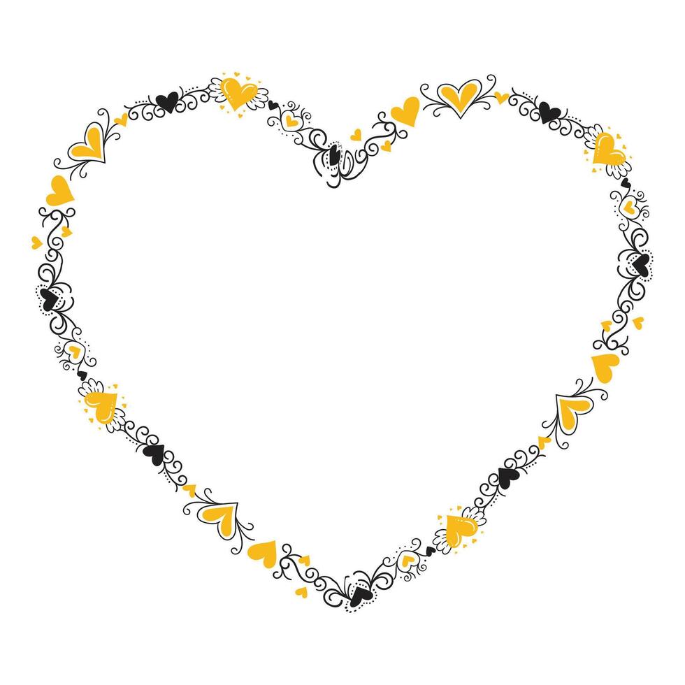 Hand drawn hearts border and frame design vector