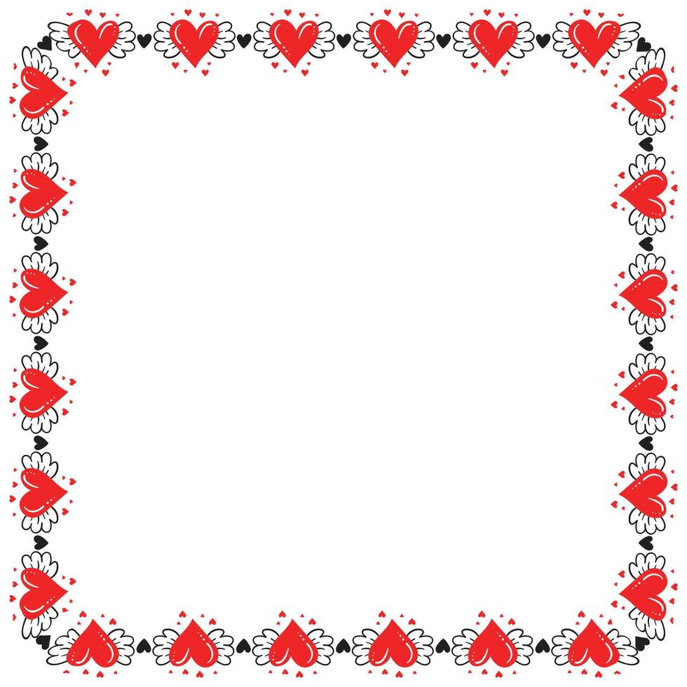Hand drawn hearts border and frame design vector