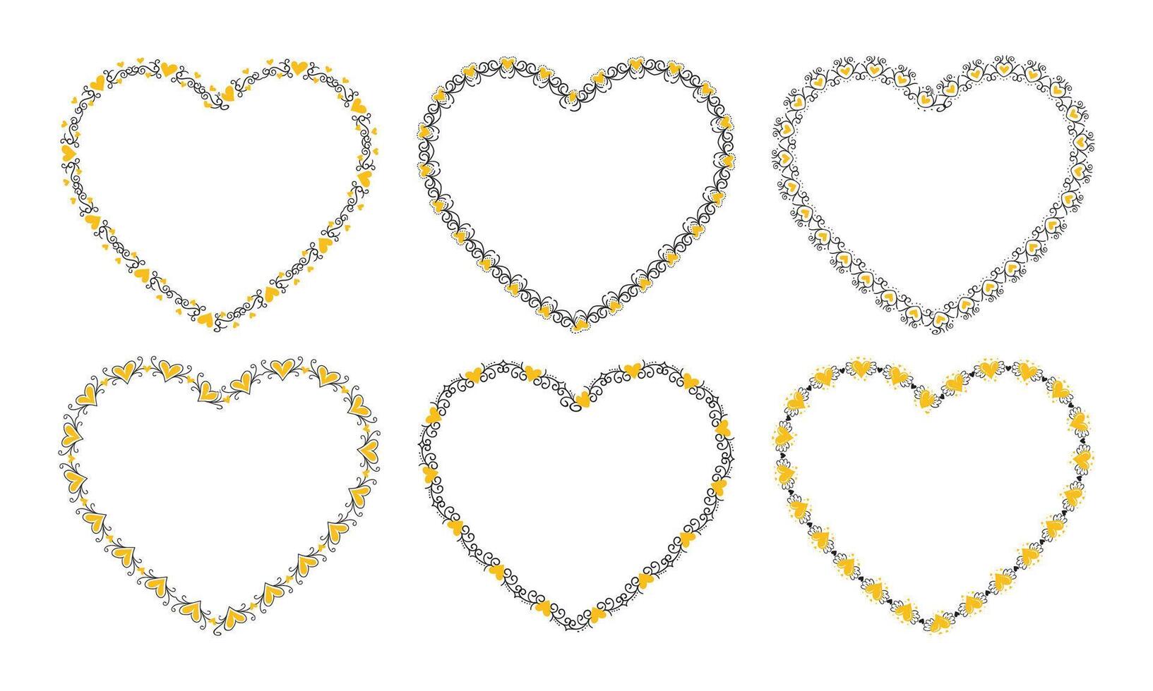 Hand drawn hearts border and frame design collection vector
