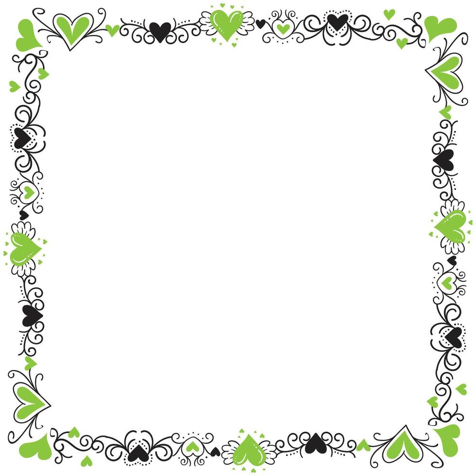 Hand drawn hearts border and frame design vector