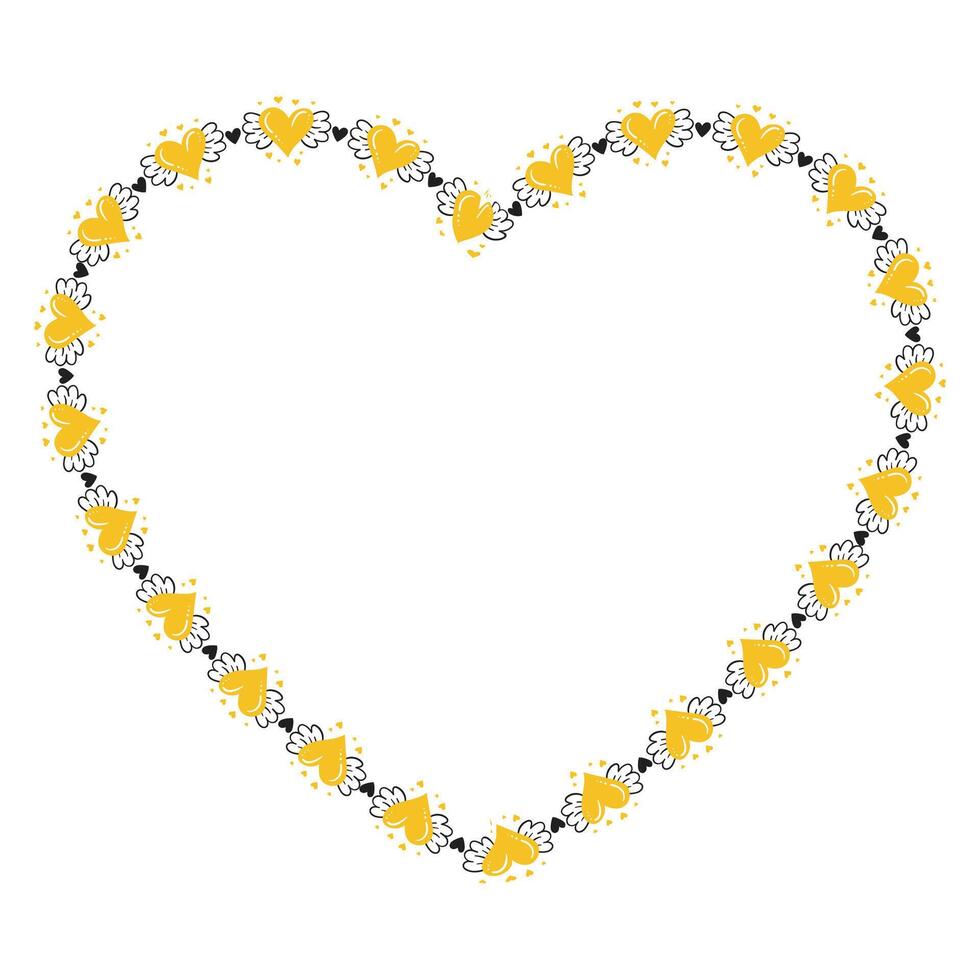 Hand drawn hearts border and frame design vector