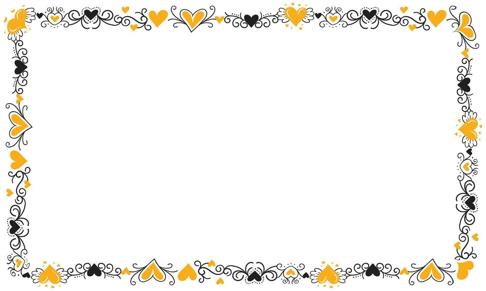Hand drawn hearts border and frame design vector