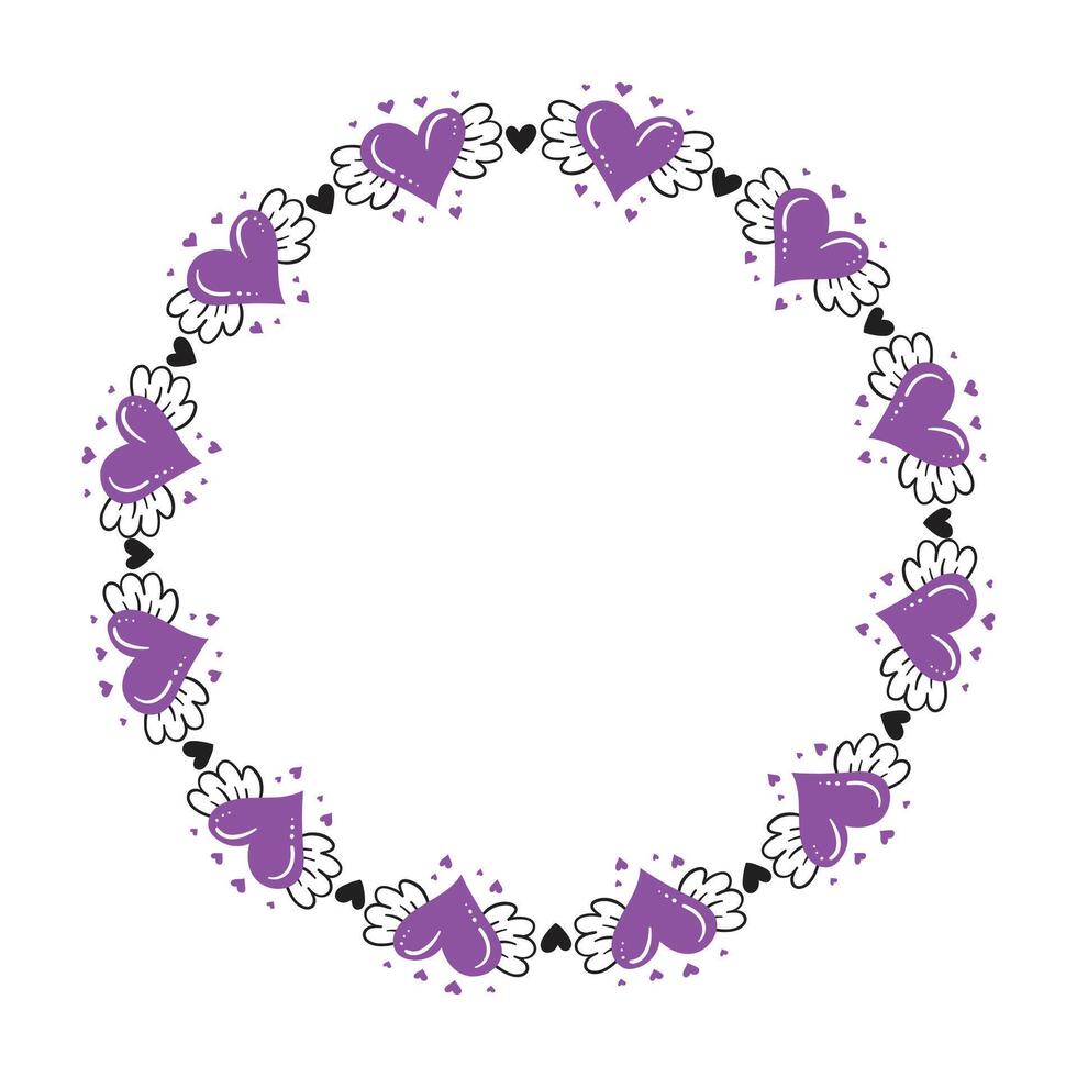 Hand drawn hearts border and frame design vector