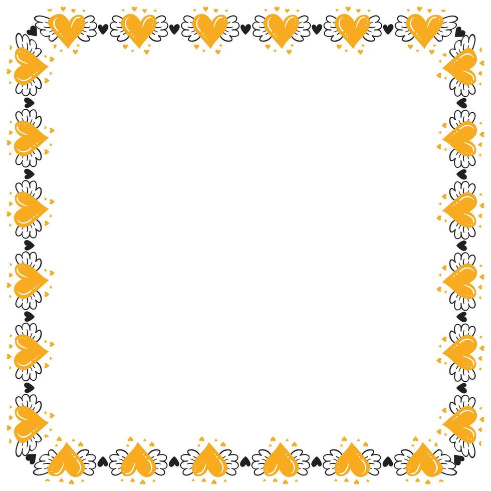 Hand drawn hearts border and frame design vector