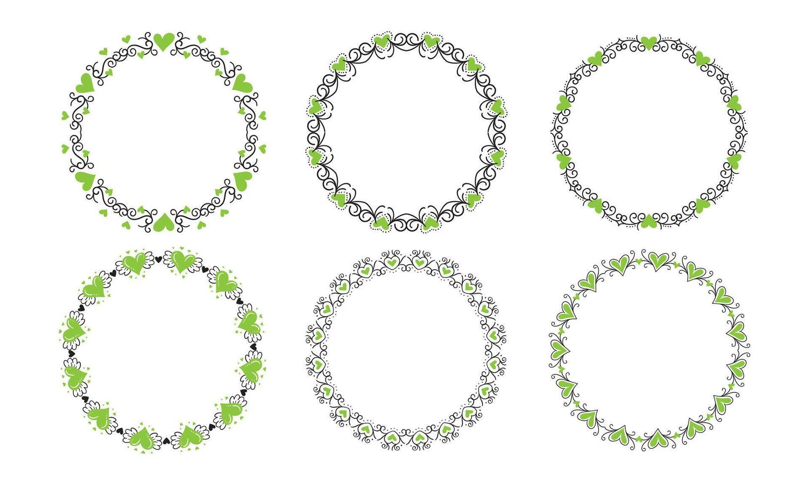 Hand drawn hearts border and frame design collection vector
