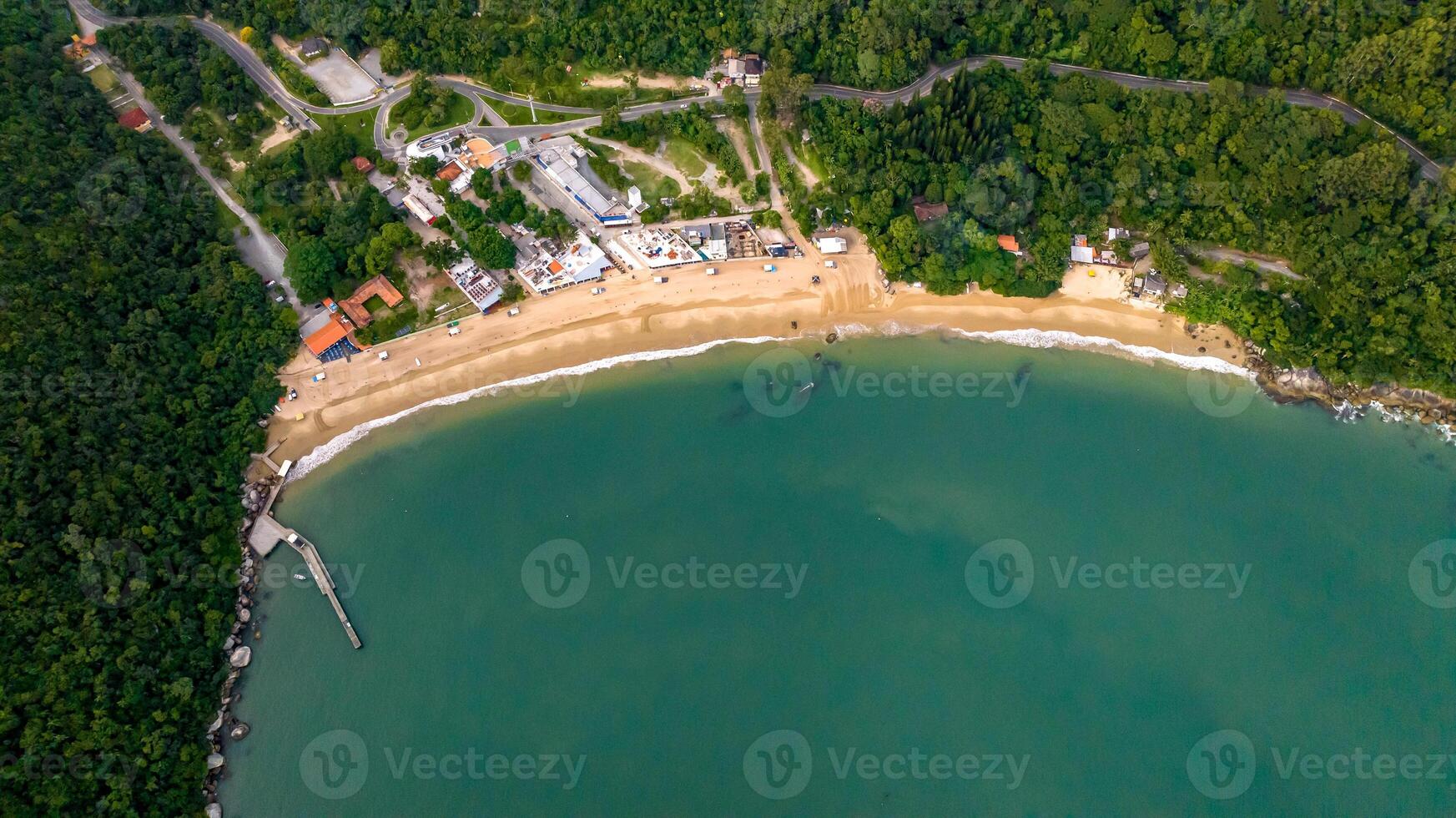 Balneario Camboriu in Santa Catarina. Taquaras Beach and Laranjeiras Beach in Balneario Camboriu. Aerial view in landscape. photo