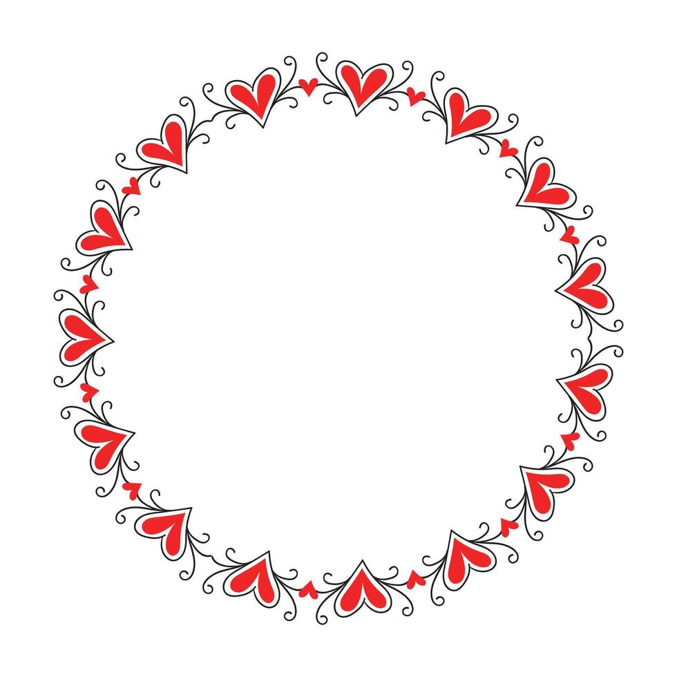Hand drawn hearts border and frame design vector