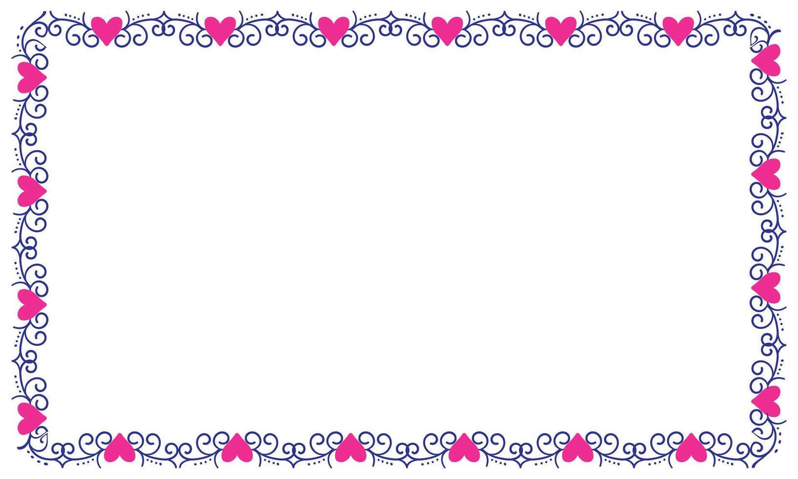Hand drawn hearts border and frame design vector