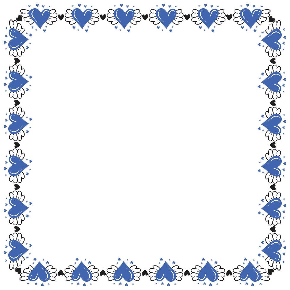 Hand drawn hearts border and frame design vector