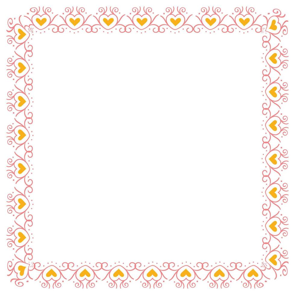 Hand drawn hearts border and frame design vector