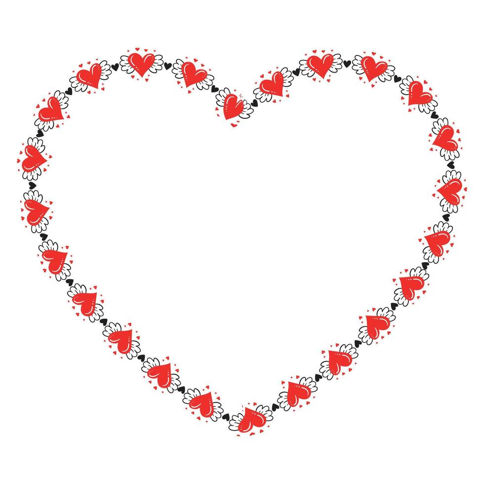Hand drawn hearts border and frame design vector