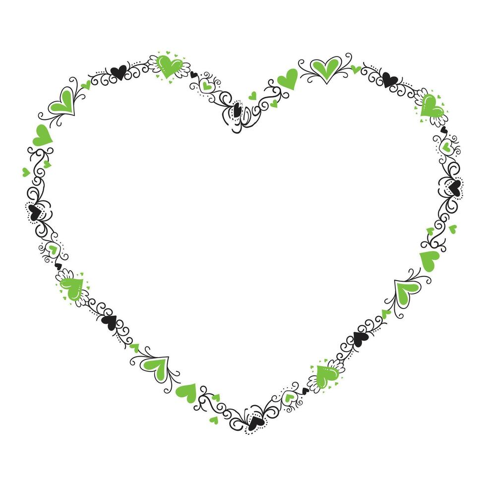 Hand drawn hearts border and frame design vector