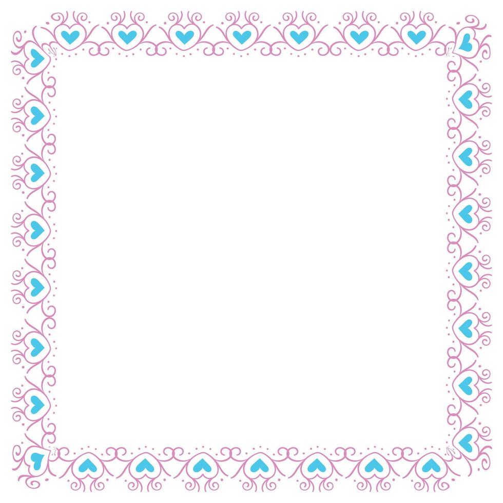 Hand drawn hearts border and frame design vector