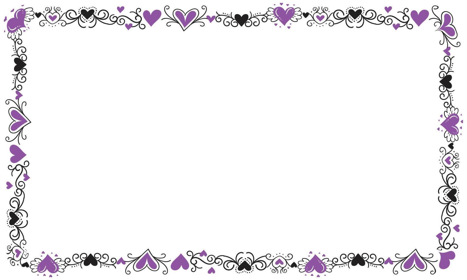 Hand drawn hearts border and frame design vector