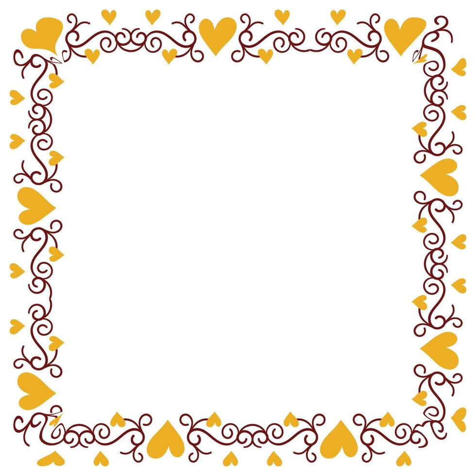 Hand drawn hearts border and frame design vector
