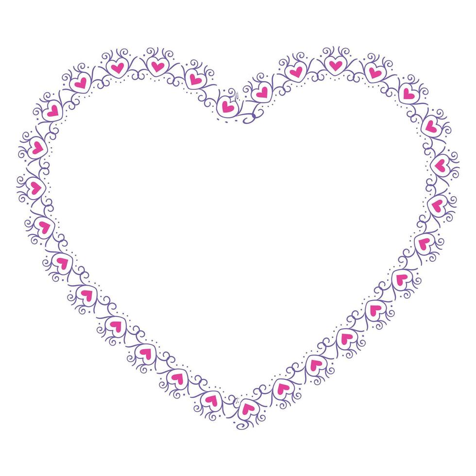 Hand drawn hearts border and frame design vector