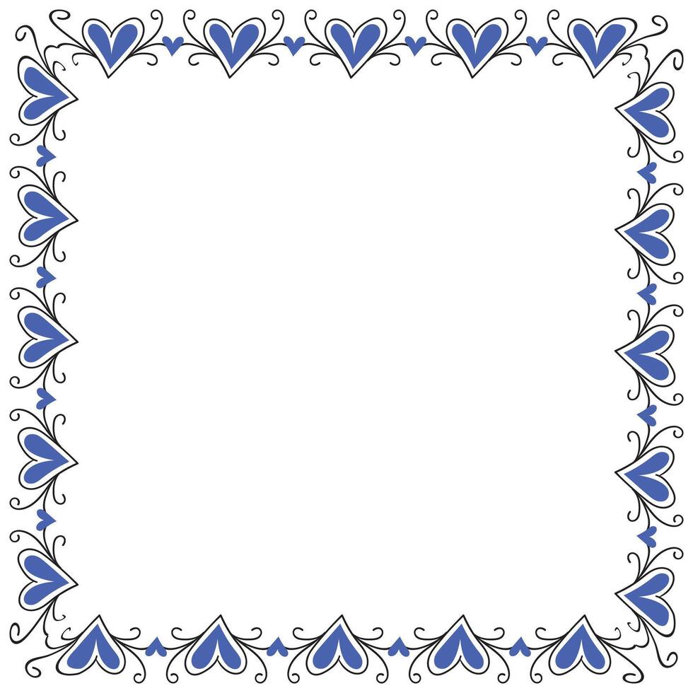 Hand drawn hearts border and frame design vector