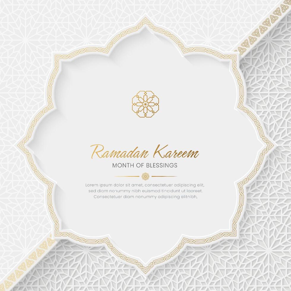 Ramadan Kareem luxury ornamental greeting card with decorative border frame vector