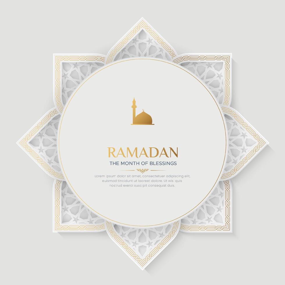 Ramadan Kareem luxury ornamental greeting card with decorative border frame vector
