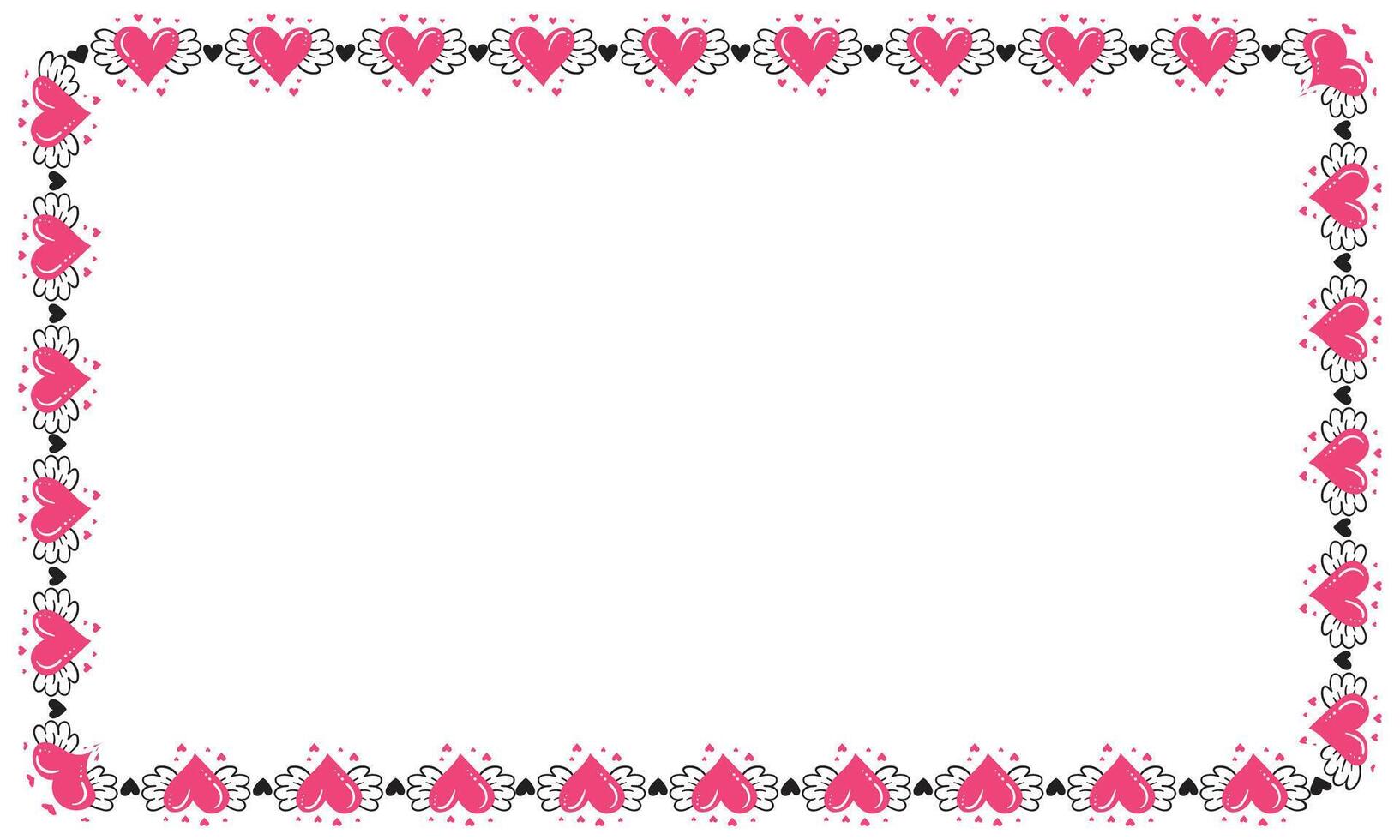 Hand drawn hearts border and frame design vector