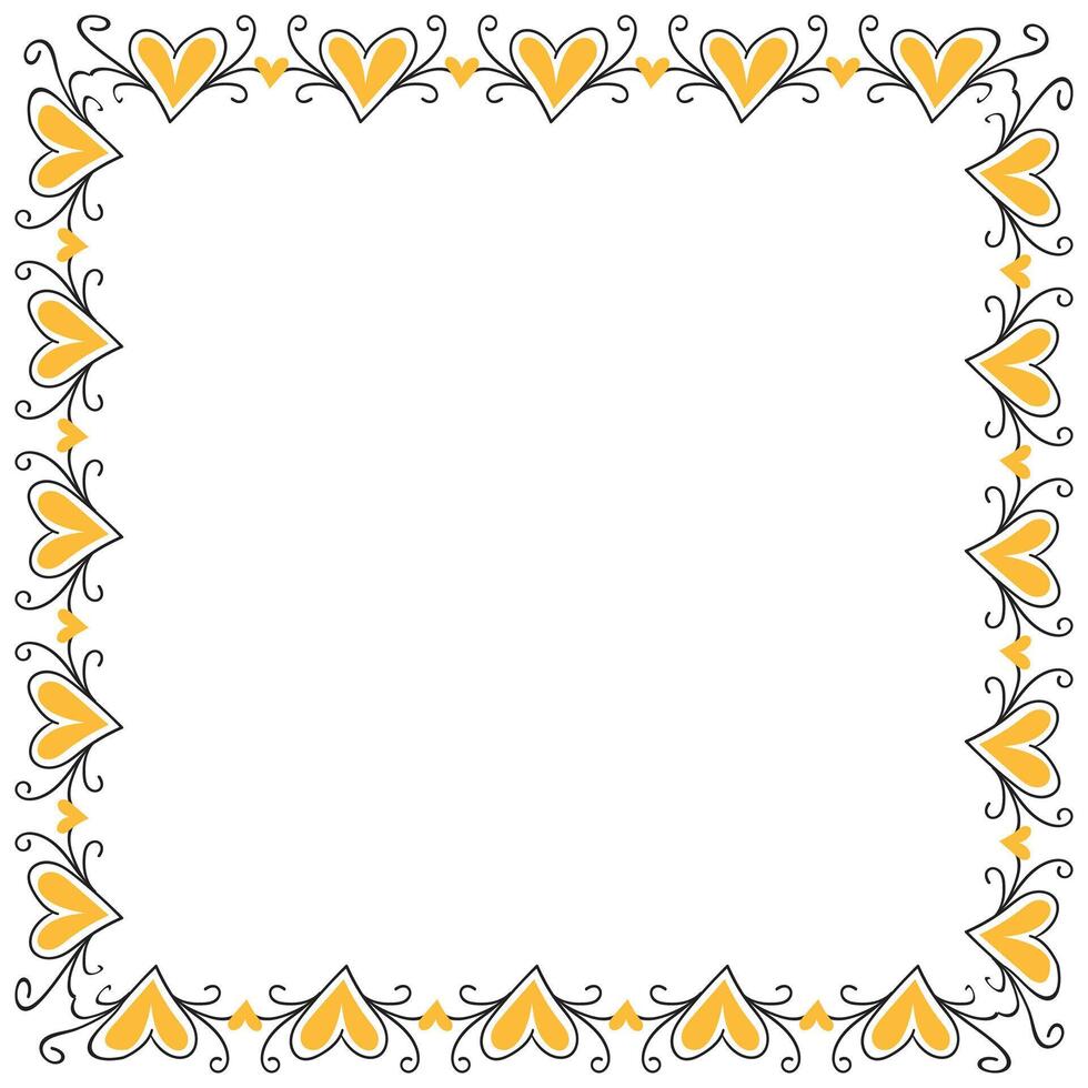 Hand drawn hearts border and frame design vector