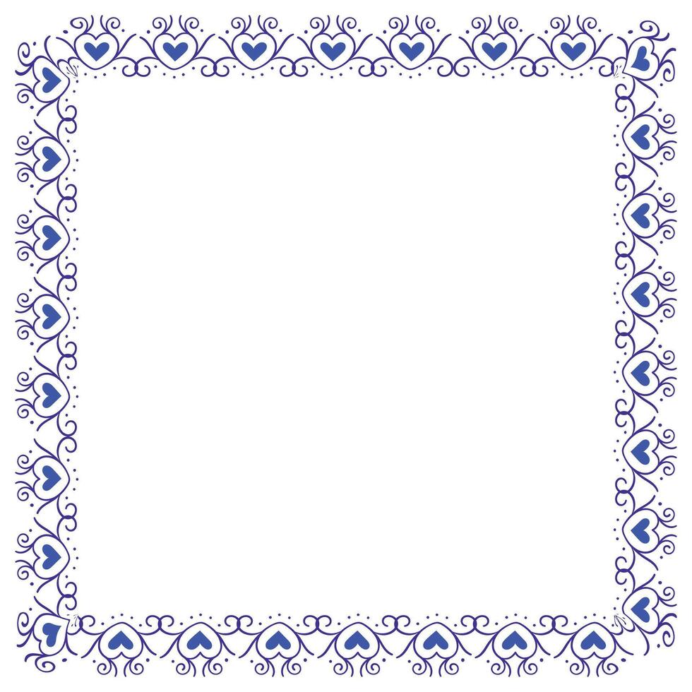 Hand drawn hearts border and frame design vector