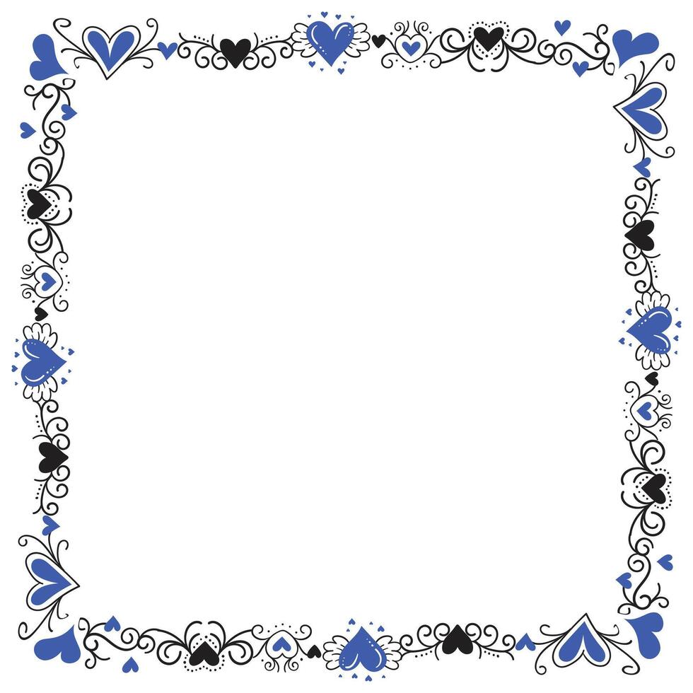Hand drawn hearts border and frame design vector