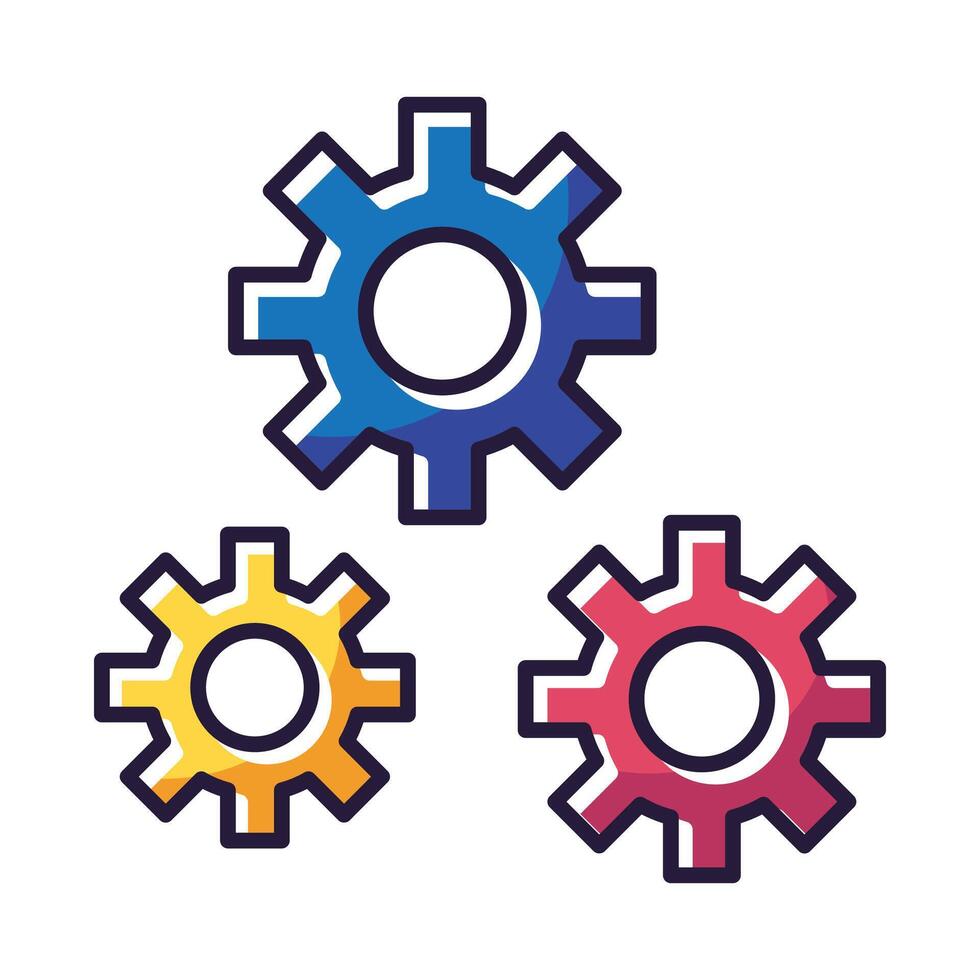 Gear doodle setting icon hand drawn cartoon art illustration on white vector