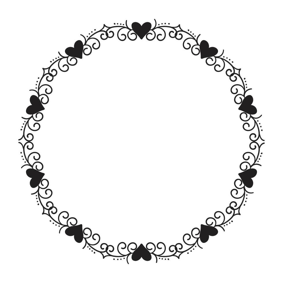 Hand drawn hearts border and frame design vector