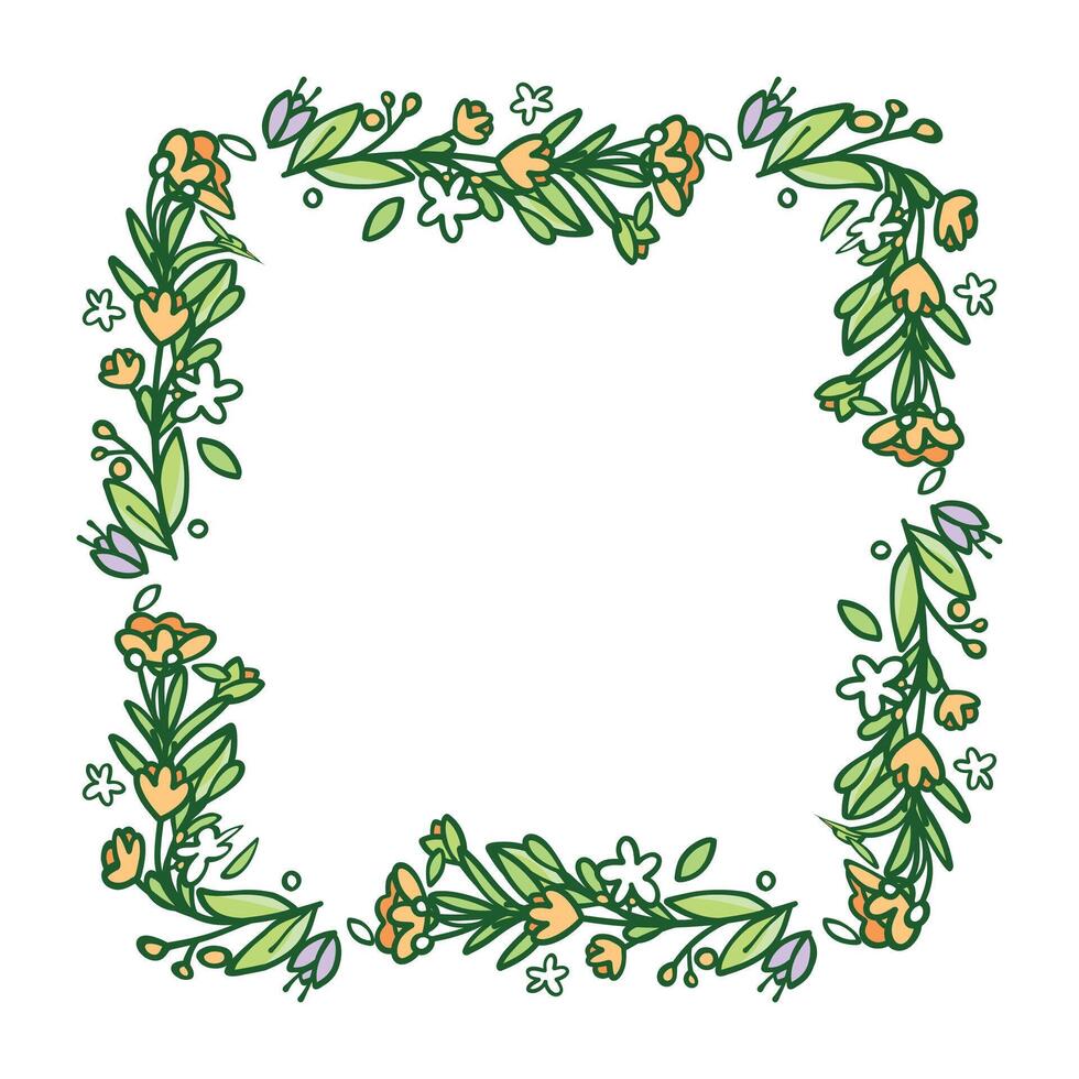 Hand drawn floral wreath floral frames vector