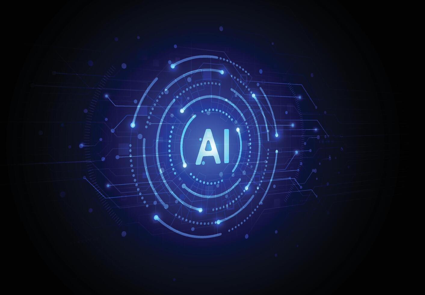 Artificial intelligence chipset on circuit board in futuristic concept technology artwork for web, banner, card, cover vector