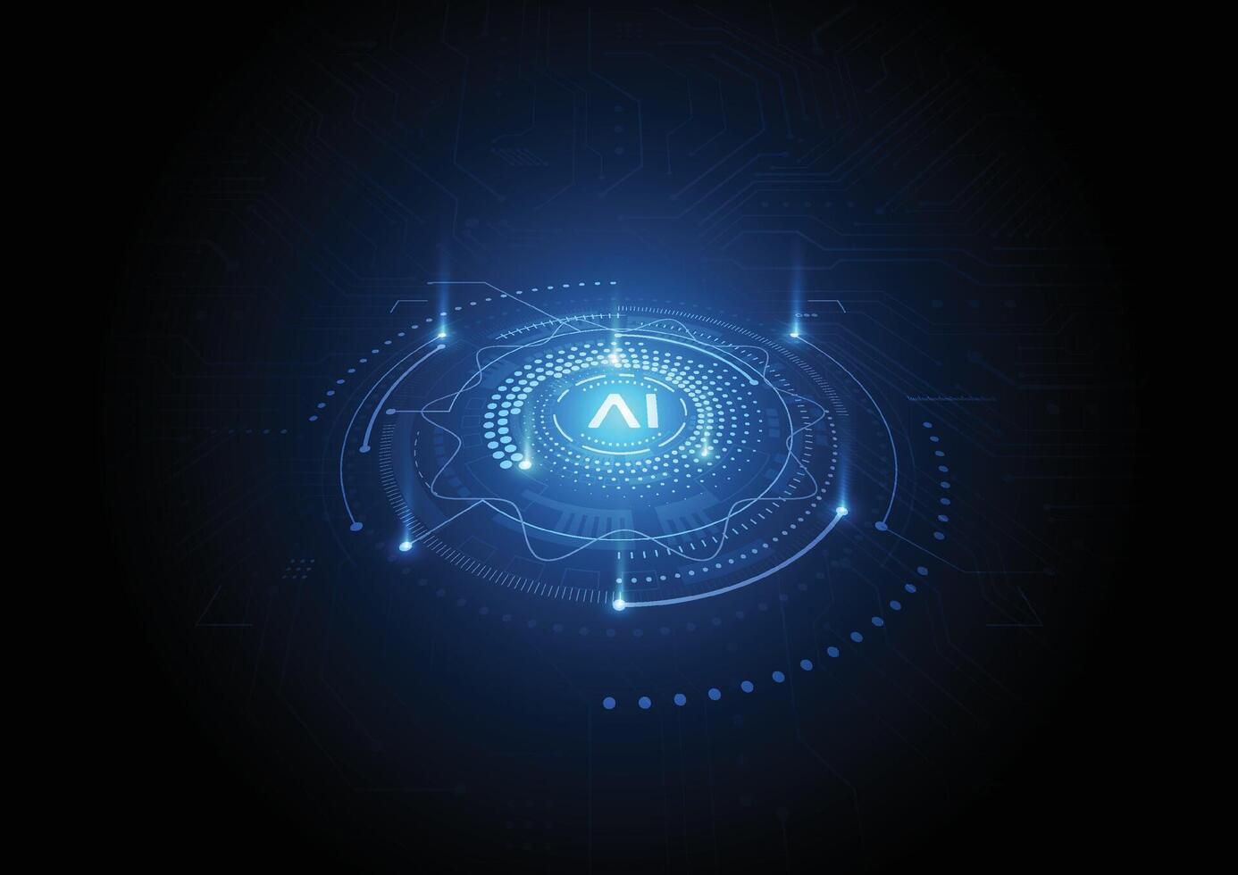 Artificial intelligence chipset on circuit board in futuristic concept technology artwork for web, banner, card, cover vector