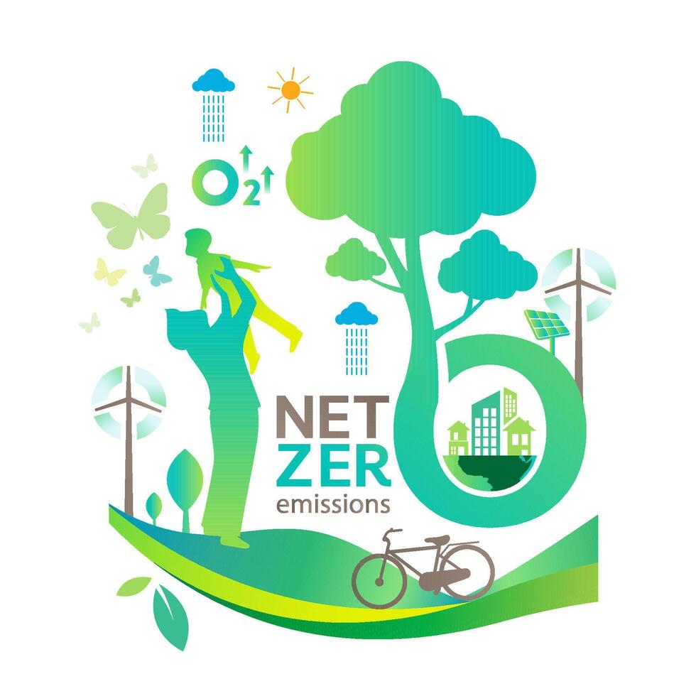 Net zero and carbon neutral concept , Carbon Neutrality vector