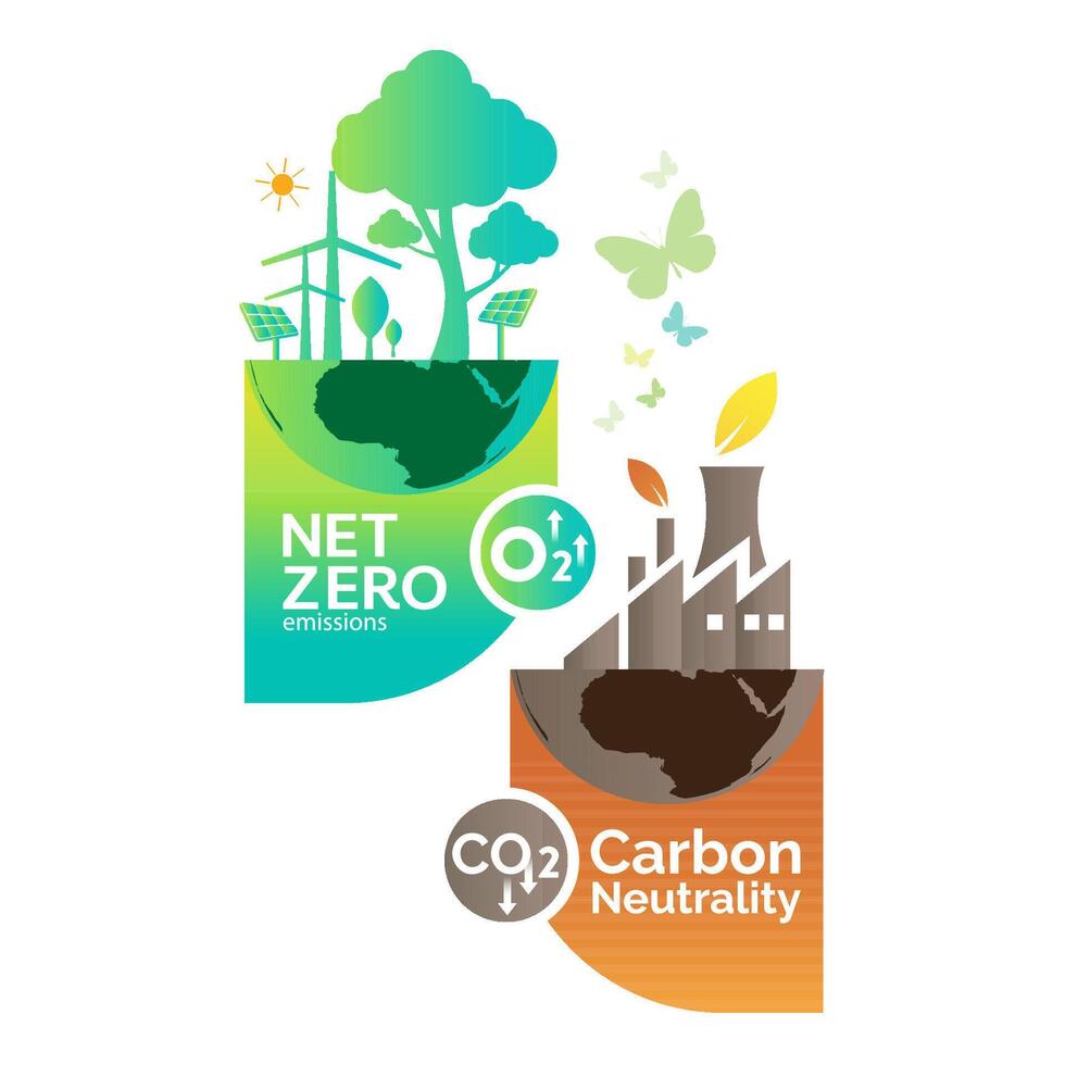 Net zero and carbon neutral concept , Carbon Neutrality vector