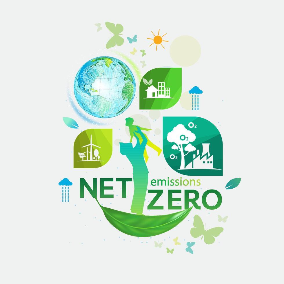 Net zero and carbon neutral concept , Carbon Neutrality vector