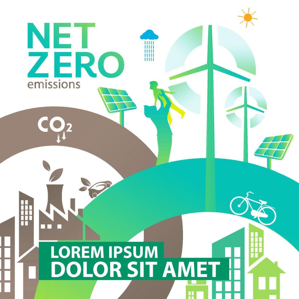 Net zero and carbon neutral concept , Carbon Neutrality vector