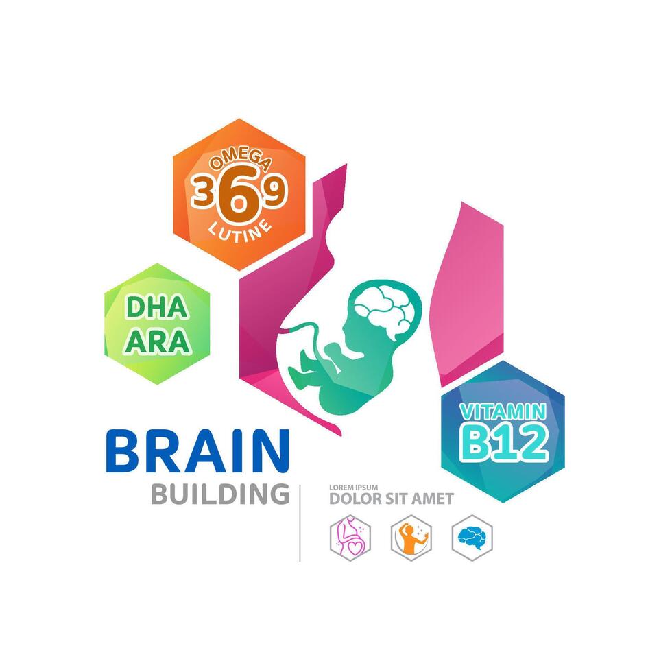 DHA, Omega 3 vitamins for Brain Building product for kids vector