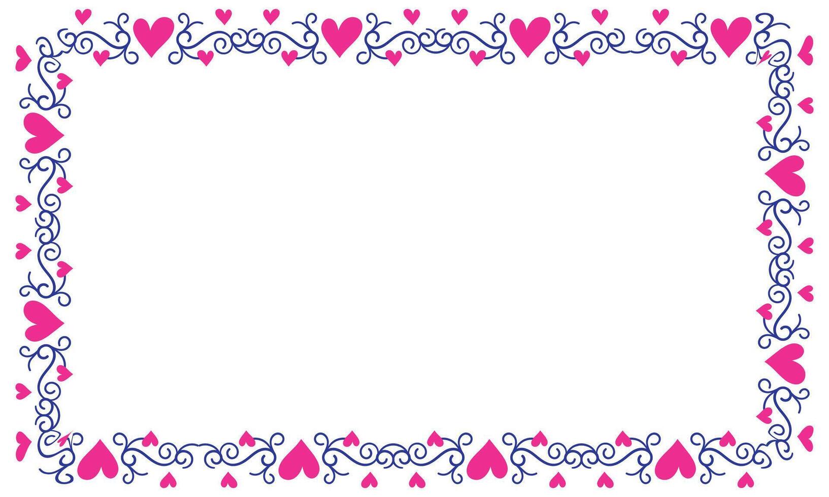 Hand drawn hearts border and frame design vector