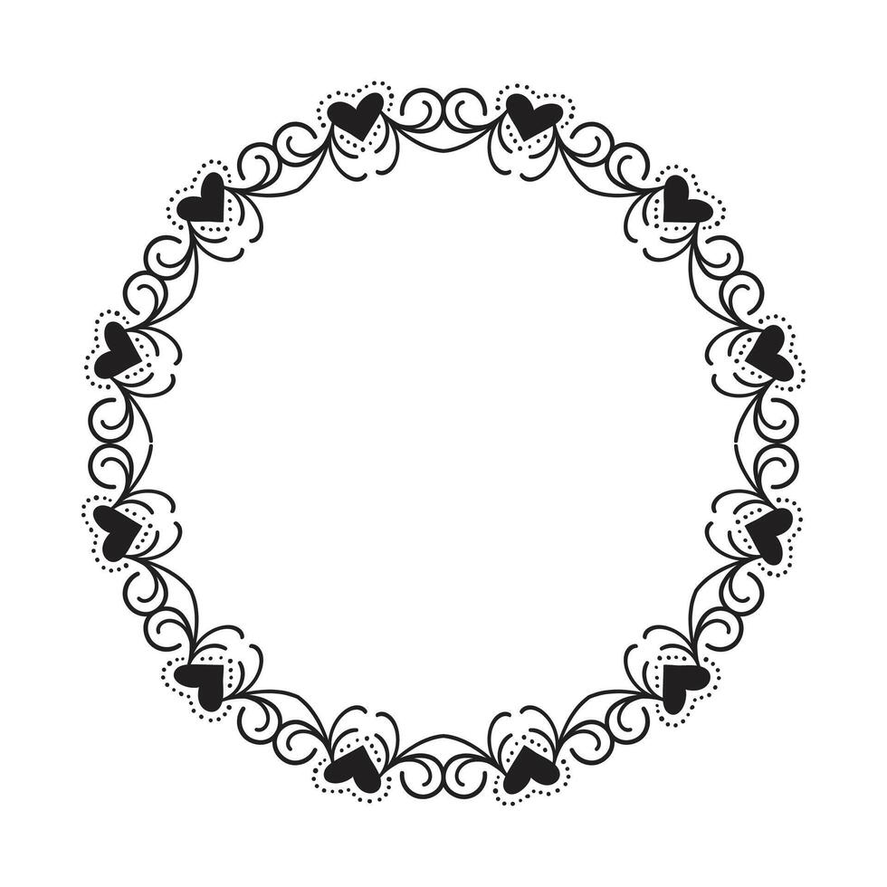 Hand drawn hearts border and frame design vector