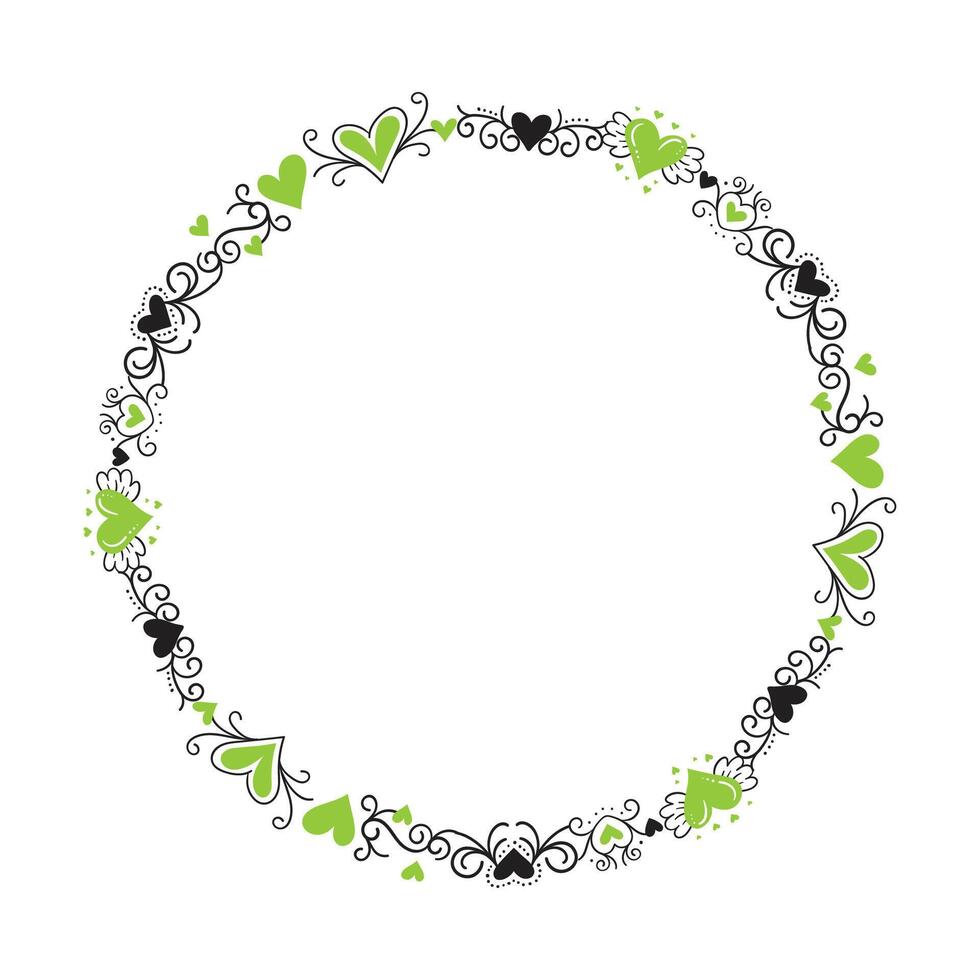 Hand drawn hearts border and frame design vector