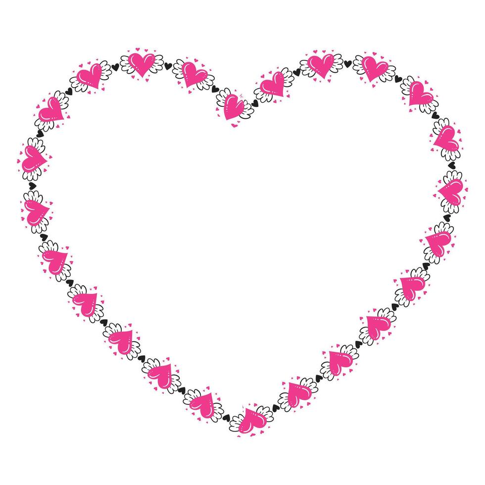 Hand drawn hearts border and frame design vector