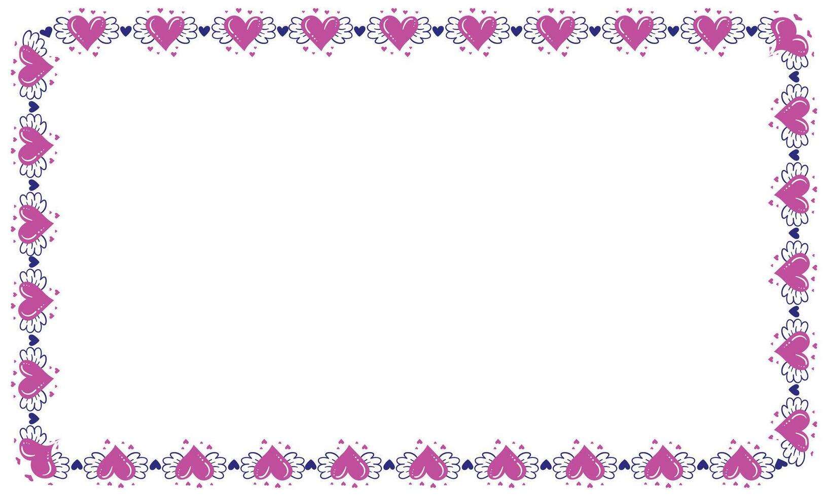 Hand drawn hearts border and frame design vector