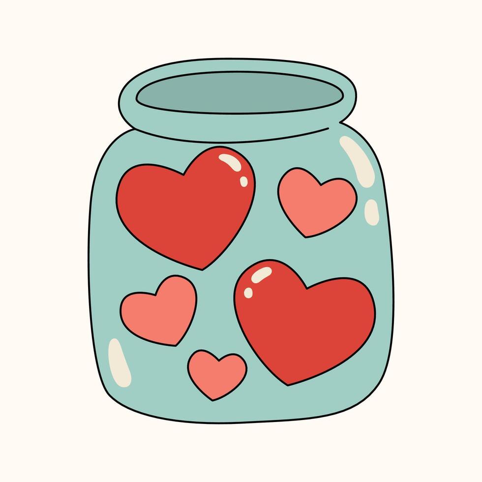 Hand drawn flat design conversation hearts illustration vector