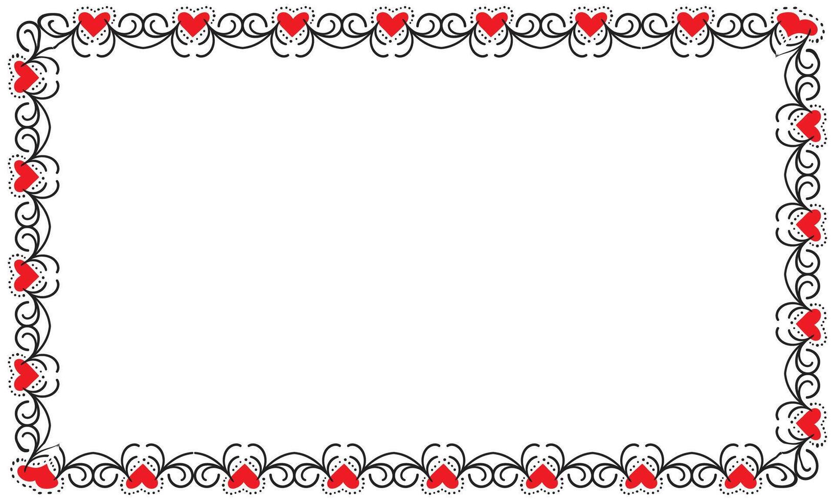 Hand drawn hearts border and frame design vector