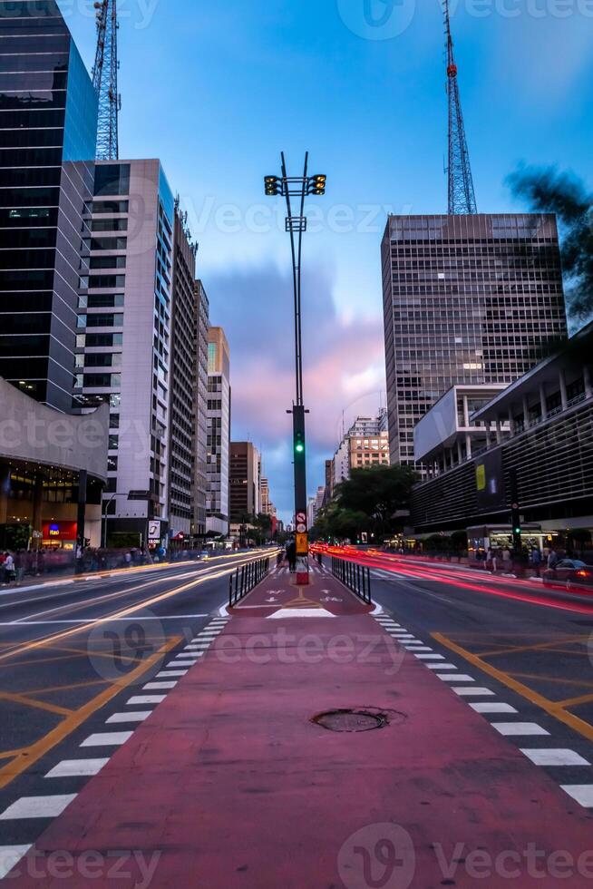 Paulista Avenue, financial center of the city and one of the main places of Sao Paulo, Brazil photo