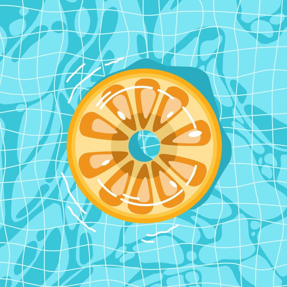 A orange fruit air float on a pool in summer with water background vector