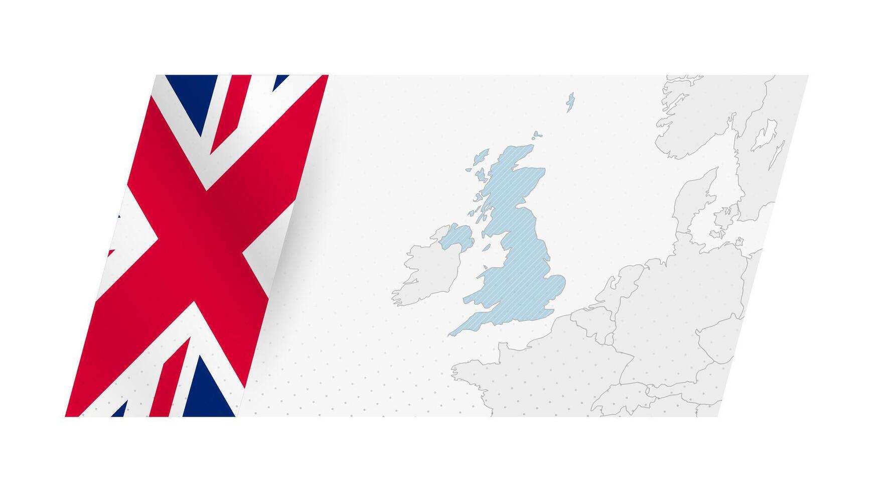 United Kingdom map in modern style with flag of United Kingdom on left side. vector