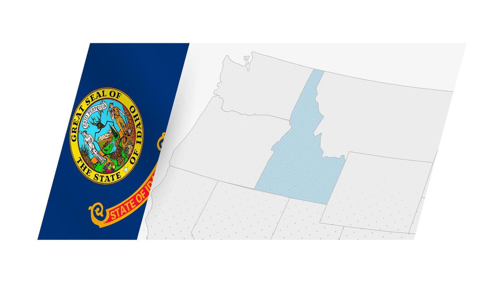 Idaho map in modern style with flag of Idaho on left side. vector