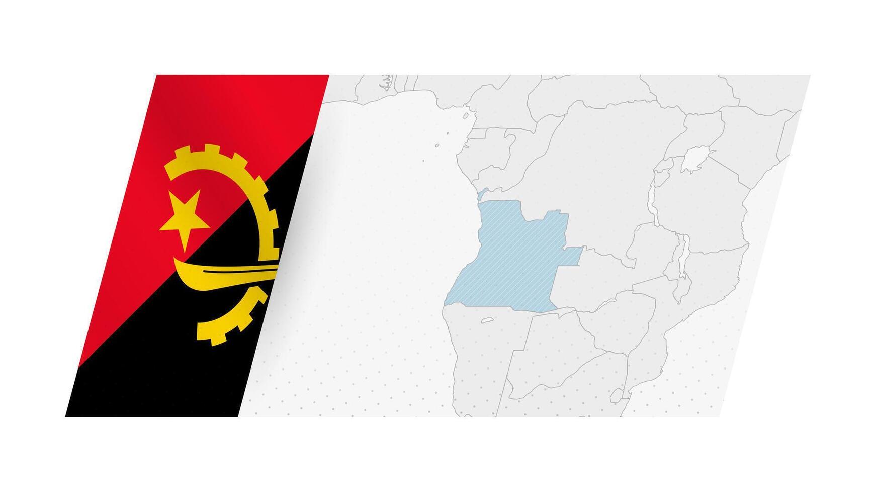 Angola map in modern style with flag of Angola on left side. vector